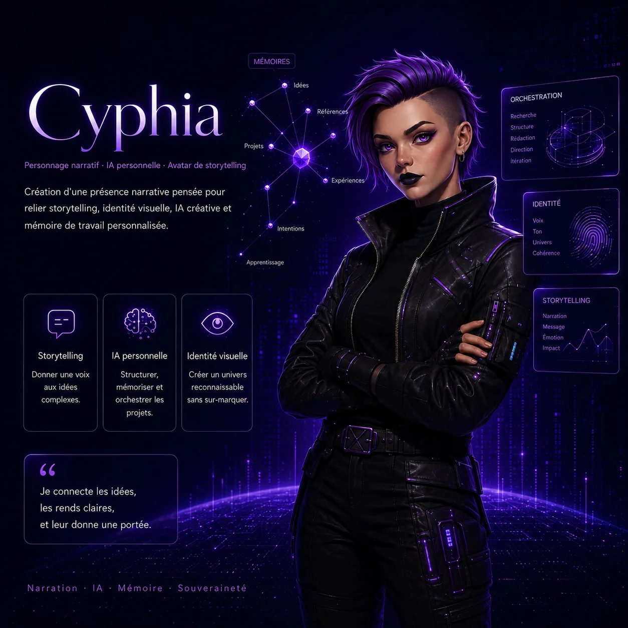 Visuel Cyphia, avatar narratif et IA personnelle